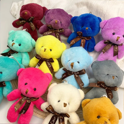 30pcs New 21Color Mini Bear Plush Doll Keychain 12cm Cute Colorful Bear Animal Stuffed Toys For Girl Bag Pendant Children Gifts