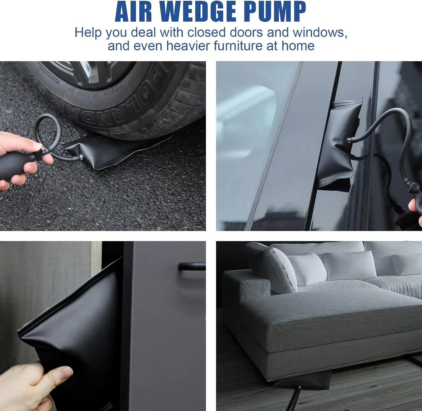 21/18PCS Car Door Tool Kit Inflatable Air Pump Auto Window Door Open Fixing Gripper Tools Long Reach Kits with Carrying Bag