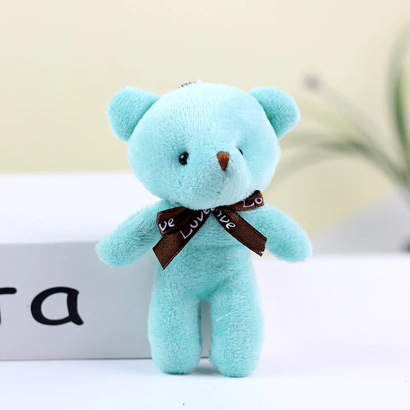 10pcs/lot Bear Stuffed Plush Toy Mini Bear Doll Keychain Soft Stuffed Toy Key Chain Bag Pendant Wedding Decoration Birthday Gift