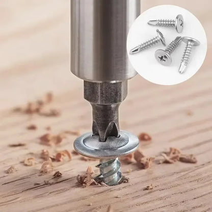 #8 M4.2 Stainless Steel Self-tapping Screw Large Round Flat Head Self Drilling Screw Fastener for Wood Sheet Metal Repair