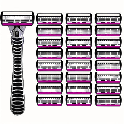 6-Layer Razor Head Manual Shaver, Stainless Steel Classic Double Edge Blade Razor Safety Vintage Shaving Beard Moustache Manual