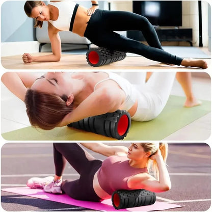 EVA Foam Yoga Roller Column, Deep Tissue Muscle Massage Stick for Back Waist Leg Fitness Pain Relief Training Tool