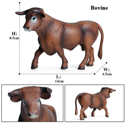 Oenux Simulation Cute Farm Animals Milk Cow Cattle Calf Angus Bull OX Buffalo Model Action Figures Educational Cute Toy Kid Gift