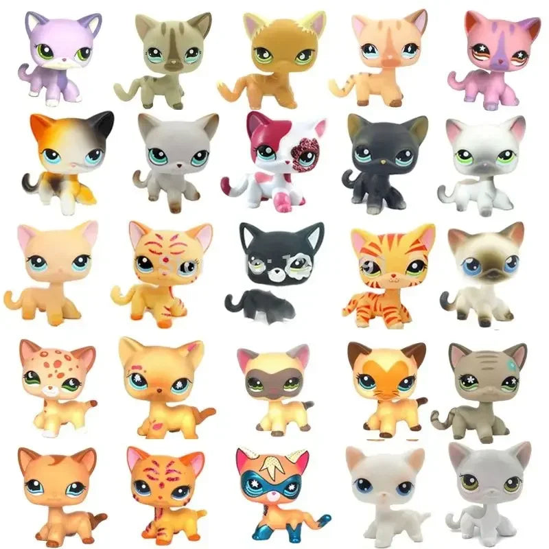 CAT rare pet lps bobble head toys short hair cat standing grey #5 #391 black #336 old original anime figure toys