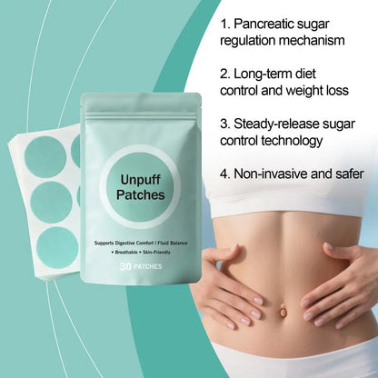 30 PATCHES Unpuff Patches Supports Digestive Comfort IFluid Balance Regulating Insulin Secretion Suppressing Appetit Breathable