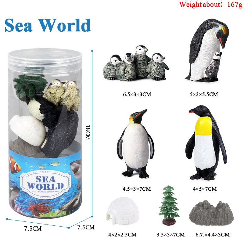 Oenux Miniature Animals Set Wild Sealife Farm Dinosaur Brinquedo Figurine Model Action Figures Zoo Cute Education Kids Toy Gift