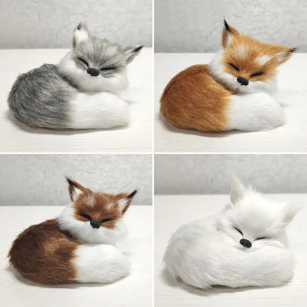 Mini Cat Rabbit Fox Owl Simulation Fur Model Plush Cats Action Figures Decor Gifts Imitation Animal Doll Home Decor Ornaments