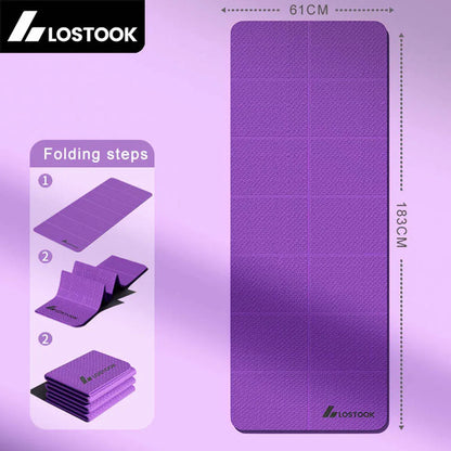Foldable Yoga Mat 4mm Thick TPE Easy to Store for Travel Exercise Mat for Yoga Pilates Home Workouts and Floor Exercises