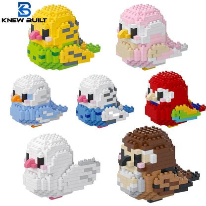 KNEW BUILT Colorful Parrot Micro Mini Building Blocks Assembly Toys 3D Model Bricks for Birds Funs Hands-on Ability Gift