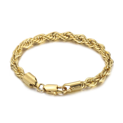 4/6/8mm Stainless Steel Bracelets For Men Women Gold Color Twisted Rope Link Chain Bracelets On the Hand Jewelry Gifts
