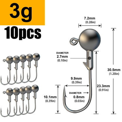 WODJYJ 1g 2g 3g 4g 5g 7g 8g 10g 14g 20g 28g jig head hook for fishing tackle ,rig soft worm hook crank lure bait hook