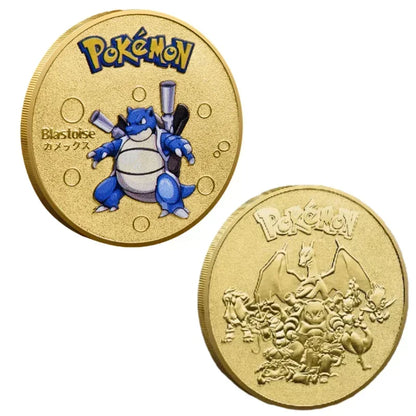 Anime Gold Plated Gold Coin Game Commemorative Coin Pikachu Mewtwo Charizard Gold Coin Game Collection childrens gift