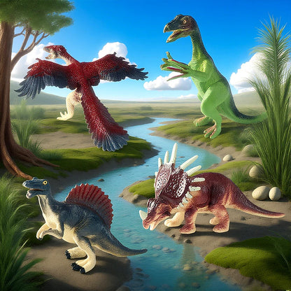 Oenux 12PCS Jurassic Dinosaur Set Velociraptor Stegosaurus Spinosaurus T-Rex Model Action Figures PVC Collection Kids Toy Gift