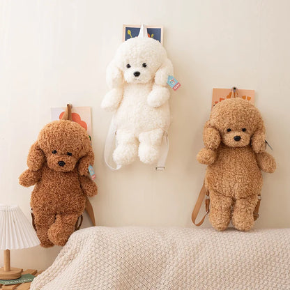 Kawaii 35/45CM Creative White Brown Dog Soft Plush Backpack School Bag Sofa Girls Kids Birthday Christmas Presents Home Decor