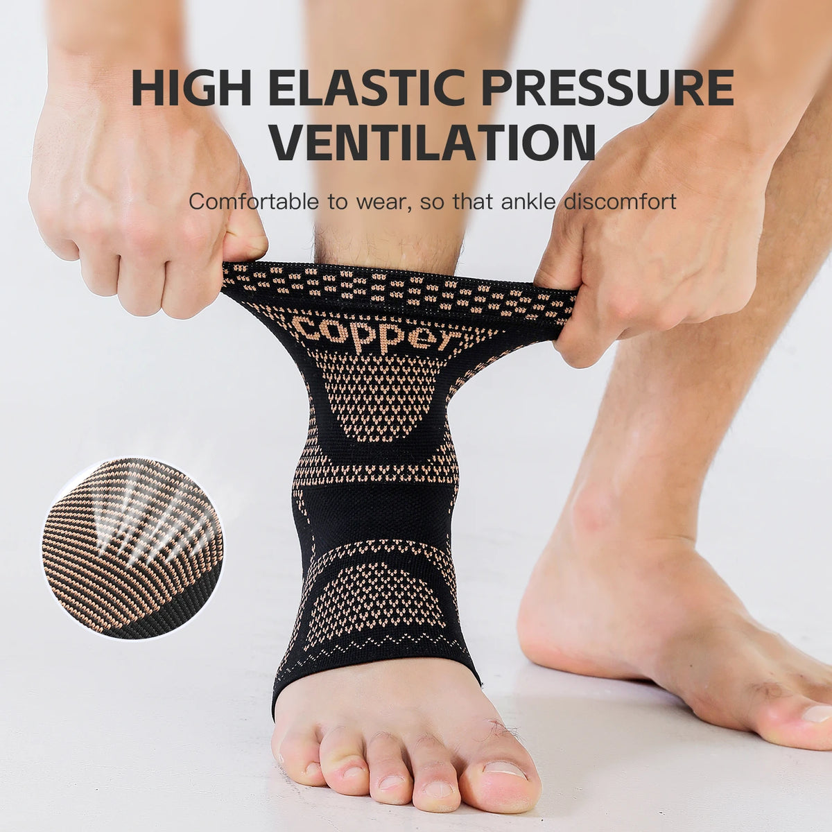 1/2 piece Copper Ankle Brace,Infused Ankle Support Compression Sleeve for Men Women,for Foot Pain,Sprained Ankle,Recovery,sports