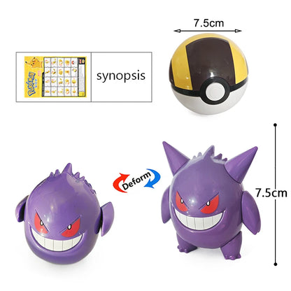 High Quality Pokemon Ball Deformation Toy Pikachu Mewtwo Gyarados Pocket Monster Pokeball Pokemon Action Figure Children Toy Gif