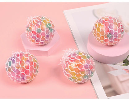 The Rainbow Bead Pressure Reducing Ball Squishy Fidget Toys Funny Stress Reliever Reduce Pressure Prop for Childrens and Adults