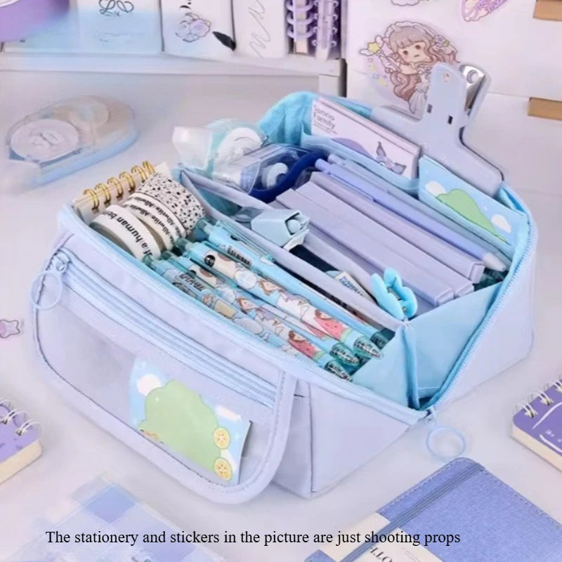 1pc large capacity learning pencil case with multifunctional desktop organization and storage stationery box for boys and girls
