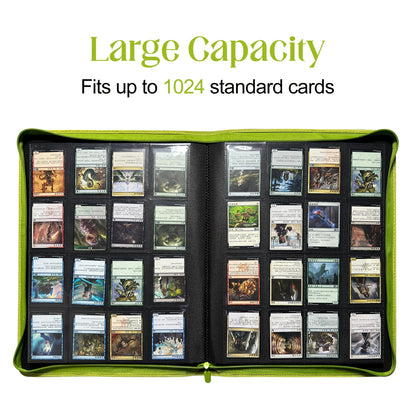 16 Pocket Card Binder, 1000+ Trading Card Album Folder, Side Loading Ringless Card Collection Binder for TCG,Game,Sports
