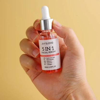 5 In 1 Face Serum Moisturizing Vitamin C Hyaluronic Acid Facial Serum Shrink Pores Nourishing Breathable Skin Care 30ml