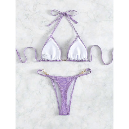 S- XL Leopard Halter Mini Micro Thong Bikini Women Swimwear Female Swimsuit Two-pieces Bikini set Bather Bathing Suit Swim V5207