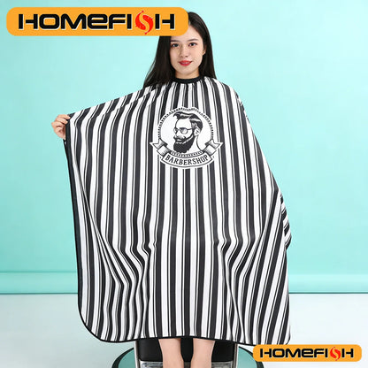 Non-Stick Striped Adult Hair Cutting Cloth - Oil-Resistant Apron for Hair Salon Hairstylists