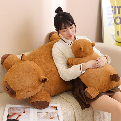Giant Kawaii Capybara Plush Doll Floor Mat High Quality Animal Brown Capybara Plush Carpet Home Decor Gift For Boys And Girls