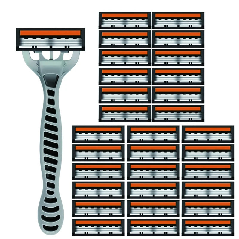 3-Layers Stainless Steel Blade Men Women Manual Safety Razor Hair Removal Shaving Replaceable Shaver Head