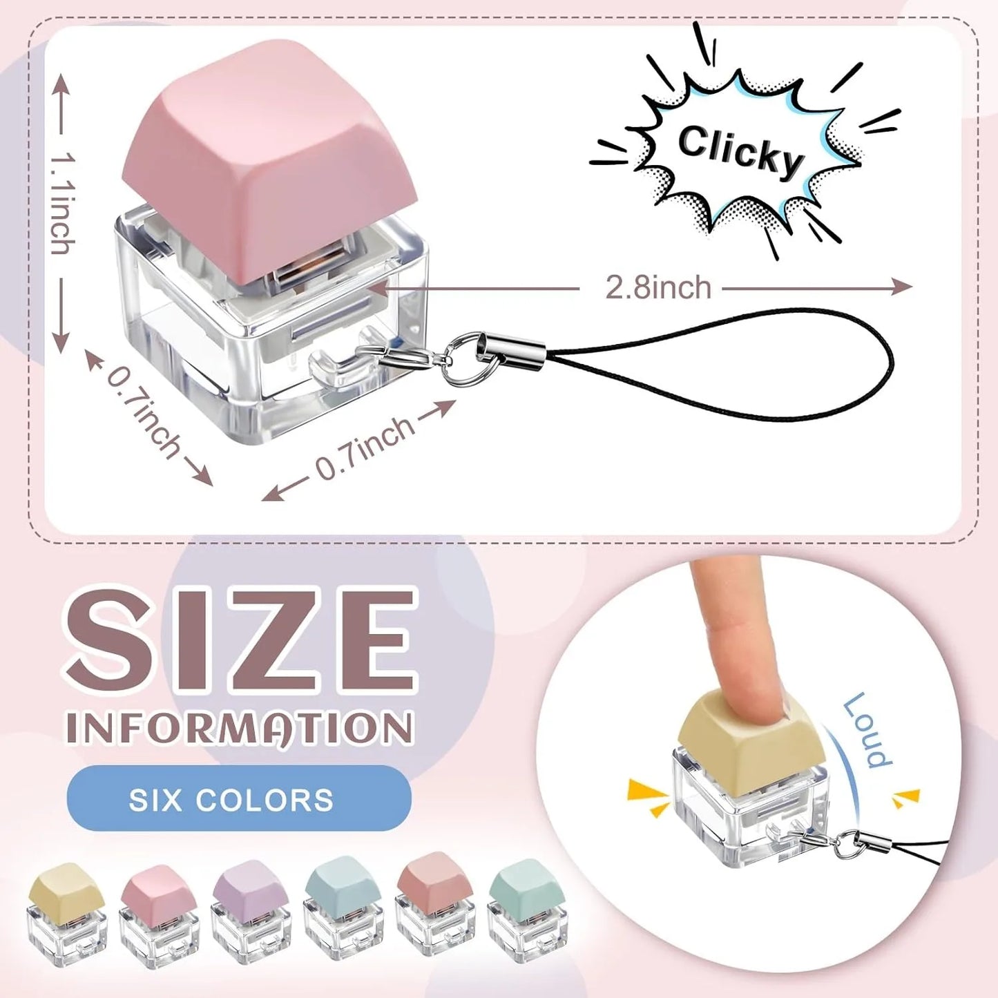 3/6PCS Keyboard Fidget Toy Keyboard Keychain Decompression Toys Button Stress Relief Gifts for Office School