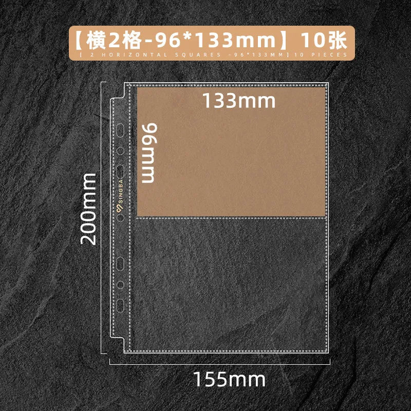 SINGBA 10pcs Clear Sheets Sleeve Acid free-No CPP loose-leaf Pages for A5/A4 Binder 4/ 9grid Pocket 3inch Photocard Protector