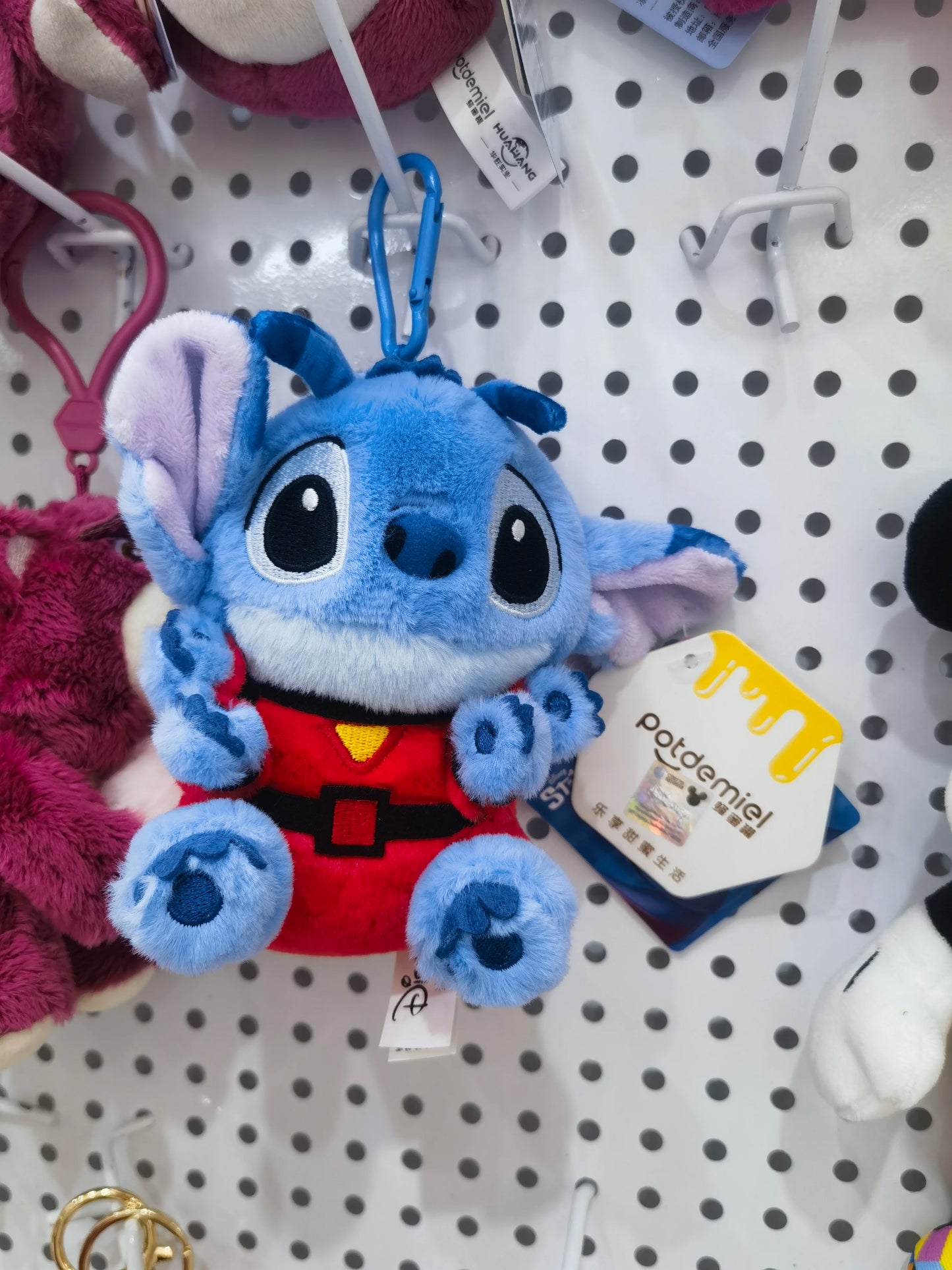 Genuine Disney Stitch Lotso Plush Toys Keychain Pendant Accessories Cute Cartoon Stuffed Doll Key Ring Toys Key Chain Gift