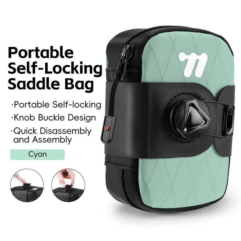 WEST BIKING Bicycle Saddle Bag Lightweight Waterproof Bike Seat Tail Bags Wear-Resistant Rotating Lacing Buckle Bike Accessories