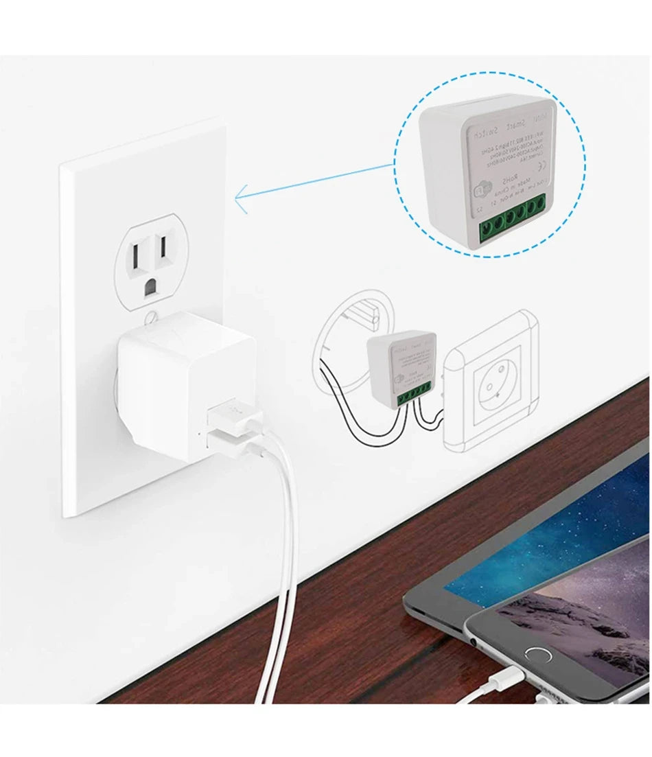 Mini DIY Smart Switch Tuya WiFi Light Switches Module Need Neutral Wire 2 Ways Timer Wireless Breaker Work for Alexa Google Home