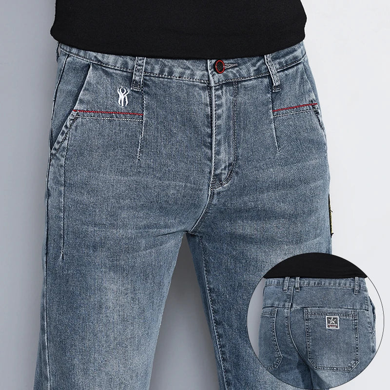 Men's Washed Slim Straight-Leg Stretch Jeans