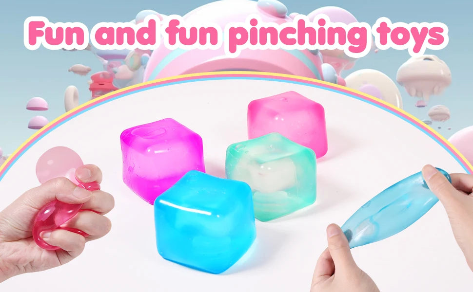 3Pcs Squishy Ice Cube Fidget Toy Square Shape Squishy Stress Ball Squeeze Toys Stress Relief Sensory Toy For Kids Adults Gift