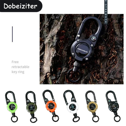 Rope Retractable Pull Reel Steel Wire Carabiner Key Chains Buckle Holder Outdoor Sporty Keychain Multiple Tool Anti-Theft