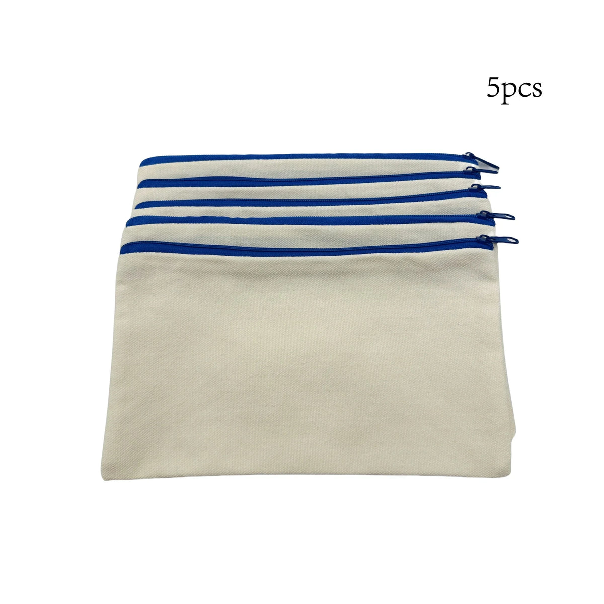 5pcs Blank Canvas Zipper Pouch Bulk, Makeup Bag Pencil Case For Cosmetic & DIY Crafts, Independence Day