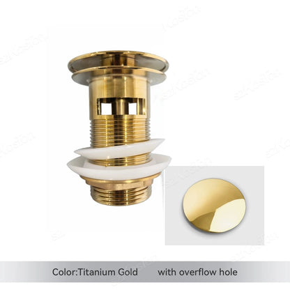 Bathroom Sink Stopper Washbasin Pop Up Drain Plug Cover Waste Pipe Drainer With Or Without Overflow For Bath Accessories