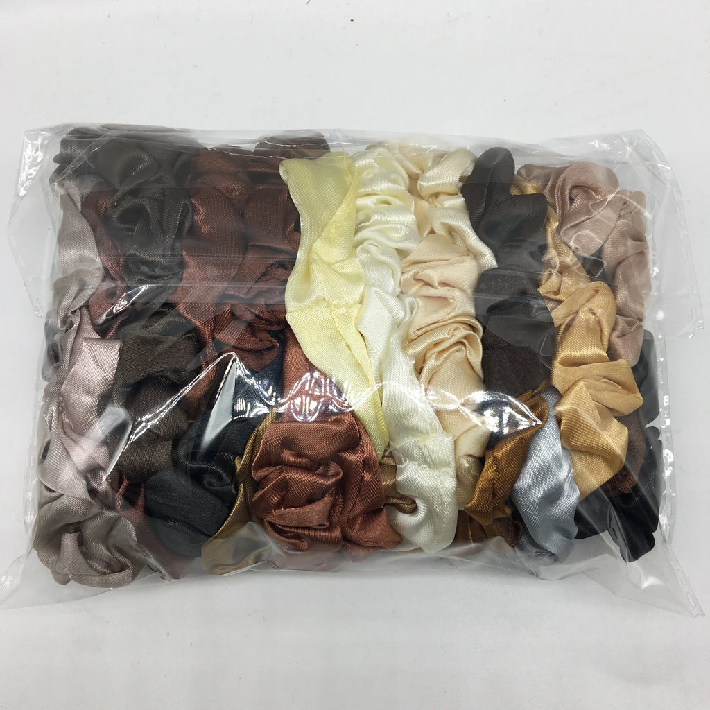 1/30/60/100pcs bulk satin scrunchies 100colors  women small 6.5cm headwear hair ties accessories casual cute black coffee