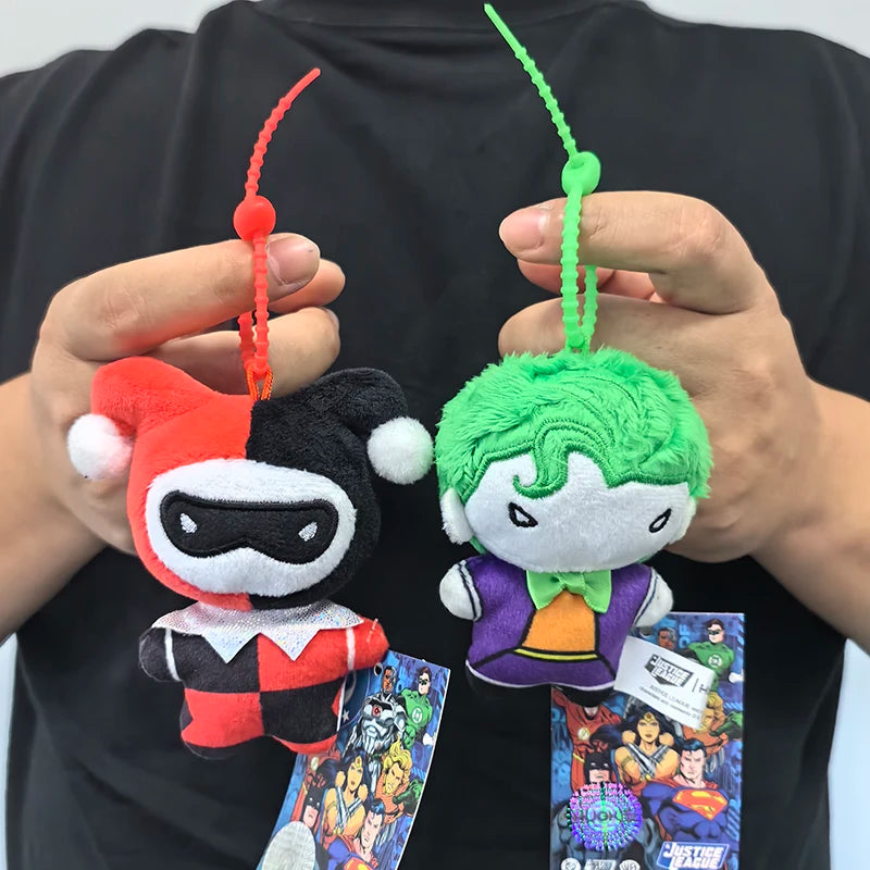 9cm Batman Superman Plush Keychain DC Justice League 9cm Harley Quinn Joker Cute Cartoon Movie Dolls Creative Christmas Gifts