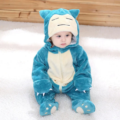 Pokemon Costume 0-5 Y Baby Snorlax Romper Anime Cosplay Kigurumi Cute Pajama Boys Girls Onesie Halloween Clothes
