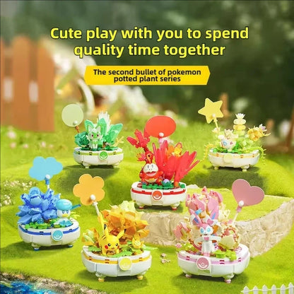 Pokémon Series Building Blocks Pikachu Psyduck Pogaman Cartoon Scene Model Bricks Collection Ornaments DIY Toys Holiday Gifts