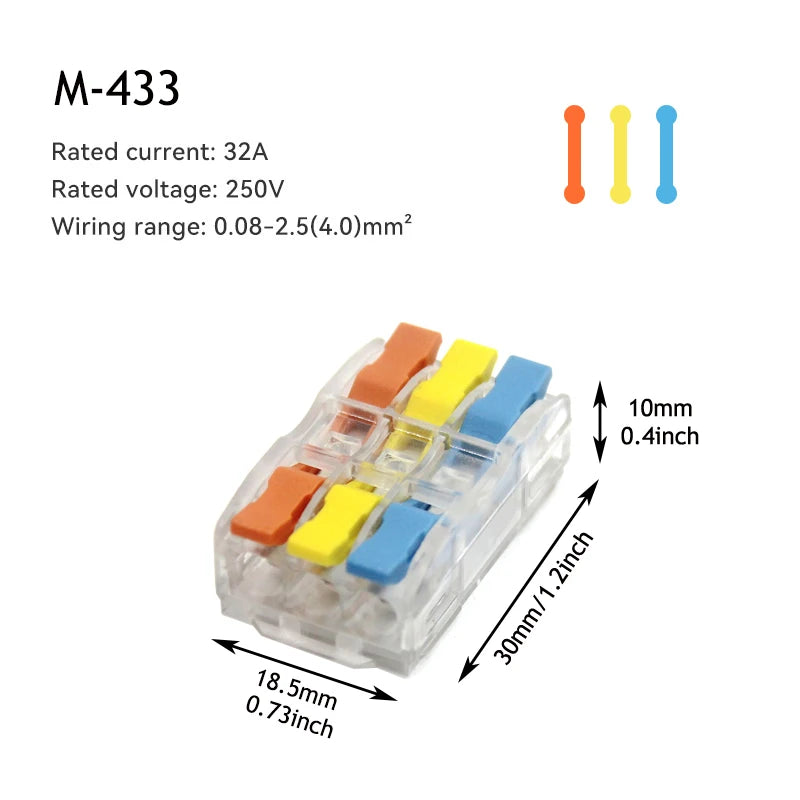 10/50 PCS Mini Fast Wiring Connectors Universal Compact Lever Crimp Splitter Electrical Conductors Push-in Home Terminal Block