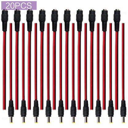 STONEGO 10/20/50PCS 12V Dc Connectors Male Female Jack Cable Wire Line Adapter Plug Power Supply 5.5 x 2.1mm