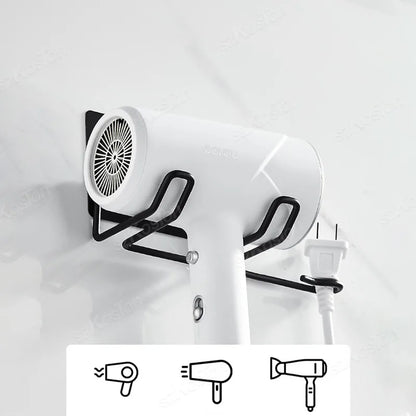 Hair Dryer Bracket Wall Mounted Hair Dryer Bracket Washroom Accessories Self-adhesive Home Storage Rack Bathroom Accessories