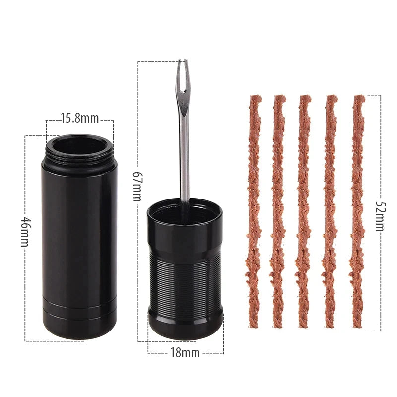 Bike Tubeless Tire Repair Kit – Rubber Bacon Strips, Plug Stopper & Insertion Tool for Fixing Puncture Flat on Road & MTB Bicycl