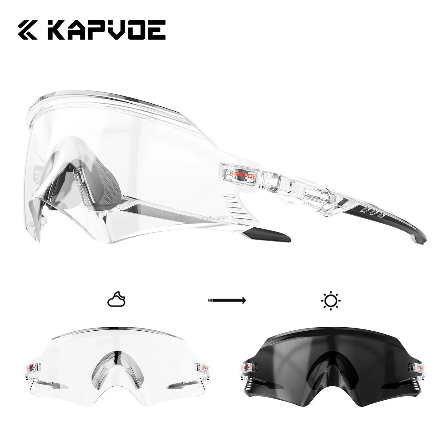 KAPVOE Photochromic Cycling Sunglasses Men Road Driving Bike Glasses Outdoor Sports Hiking Women Bicycle Cycling UV400 Goggles