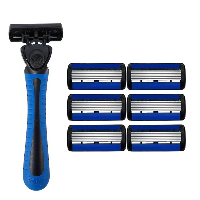 1pcs Safety Blade Razor, 6-Layers Manual Safety Razor, Washable Stainless Steel Streamline Blade For Travel Home Use