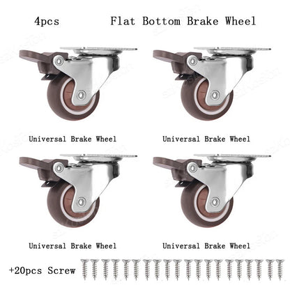 1-2 inch Casters Set of 4 Rubber Small Caster Wheels for Heavy Duty Furniture Cabinets Mini Castors No Noise Smooth Swivel Wheel