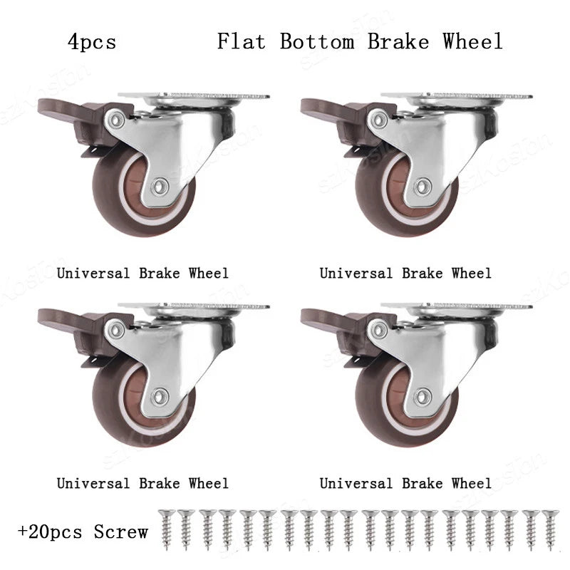 4pcs 1 1.25 1.5 2 Inch Furniture Caster Soft Rubber Universal Wheel Swivel Caster Roller Wheel For Platform Trolley Accessories